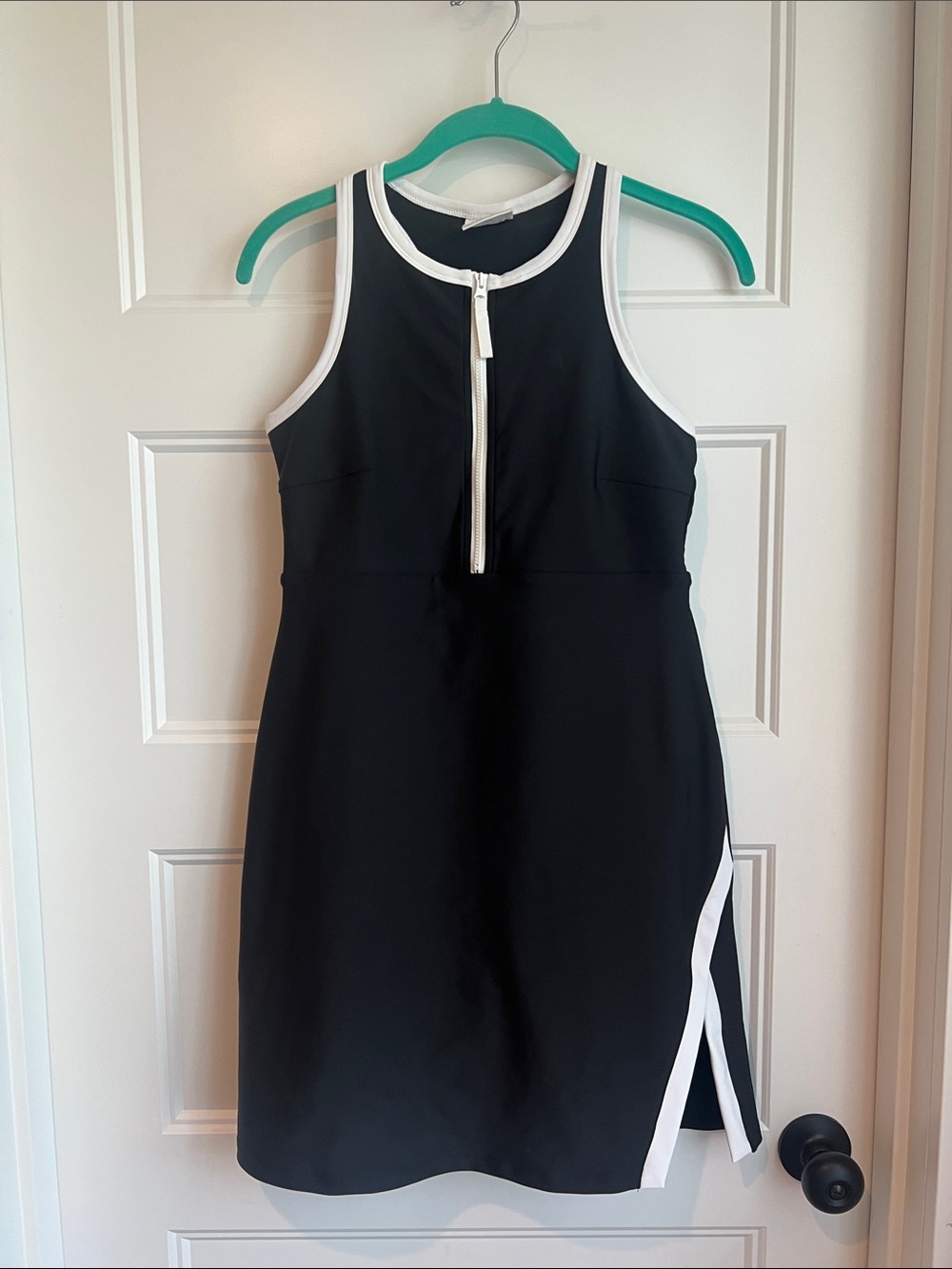 Sage Black and White Sleeveless Zip-Front Jumpsuit Romper